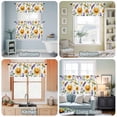 thumbnail image 3 of Kitchen Window Curtains Valance Tier Set, Spring Sunflower Purple Lavender Rod Pocket Tier Curtains Valance 3 Piece Set, Green Watercolor Leaves Seamless Window Treatment for Bedroom Living Room, 3 of 9