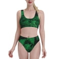 thumbnail image 2 of Picia Green Leave Fern Women's High Waisted Bikini Scoop Neck Swimsuit Two Pieces Bathing Suit-Large, 2 of 8