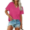 thumbnail image 4 of SHITINN Womens T Shirts V Neck Short Sleeve Summer Tops Casual Basic Tees 2025 Trendy Womens Short Sleeve Shirts Women's Tops Tunic Tops, 4 of 9