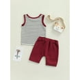 thumbnail image 4 of Qmyliery Baby Boys Clothes Striped Print Sleeveless Vest with Casual Shorts Gift, 4 of 9