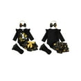thumbnail image 2 of BemeyourBBs Newborn Baby Girl My First New Years Outfit Letters Print Romper Skorts Skirts Set Stockings Headband 4Pcs Fall Winter Spring Clothes, 2 of 9