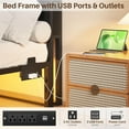thumbnail image 3 of iSunirm King Size Bed Frame with Headboard, King Metal Platform Bed with Power Outlets and LED Lights, Modern Bed Frame with Solid Metal Slat Support, Noise Free, No Slipping, Gray, 3 of 8