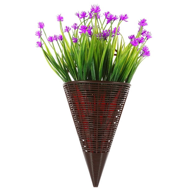 Cesta de flores colgantes artificiales, cesta colgante de flores artificiales para puerta delantera, decoración del hogar