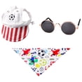 thumbnail image 2 of Patriotic Dog Costume 3 Pack Size L, Dual Layer American Flag Triangle Bandana Complete with Hat and Glasses, Red White Blue Pet Scarf for Memorial Day 4th of July Small Male Female Dogs, 2 of 5