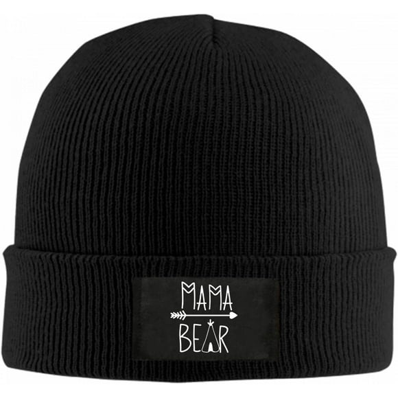 Mama Bear Beanie Hat for Women Men Winter Hat Cuffed Winter Beanie Warm Skull Cap Plain Knit Hat Cap