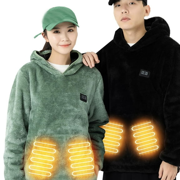 ATOYSOY Long Sleeve Outwear Thermal Fleece Loose Hoodies Heated Jackets with Pockets for Women Tops Workout Casual Coat Trendy Zipper Up Shackets Winter Black L