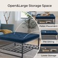 thumbnail image 3 of BARNUT Coffee Tables, Modern Upholstered Tufted Center Table with Metal Shelf, Square Coffee Tables for Living Room, Performance Fabric in Navy, 3 of 5