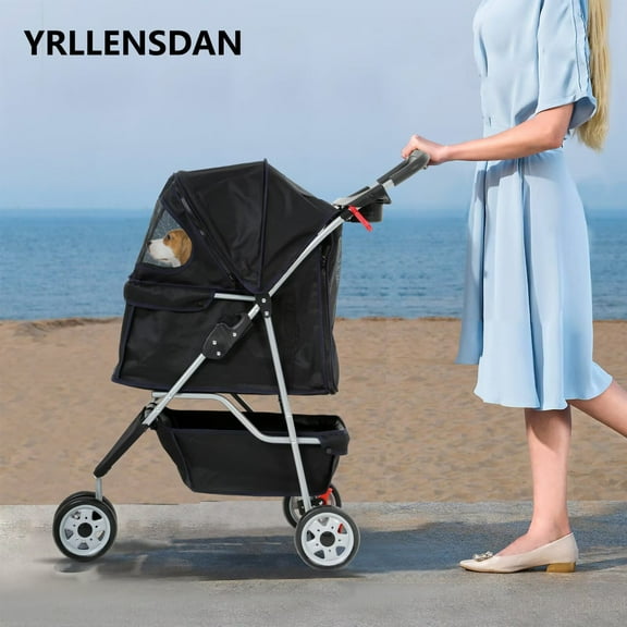 YRLLENSDAN,Dog Strollers For Medium Dogs,Cat Strollers For 2 Cats,Dog Strollers For Small Dogs,With A Cup Holder,Removable,Waterproof,Black