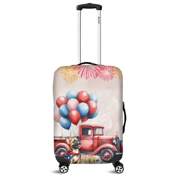 Vintage Patriotic French Bulldog 4th of July Independence Memorial Day Travel Luggage Cover Dog Lover Gifts Suitcase Dust Protective Decor - 01006