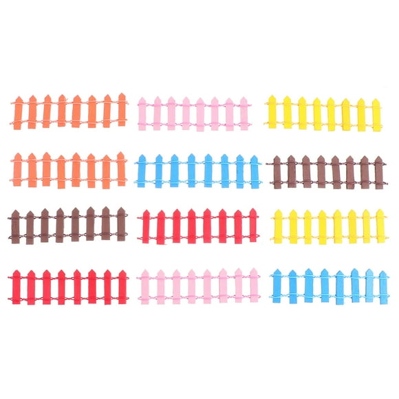 OULII 12Pcs Wood Micro Landscape Ornaments Miniature Fence Assorted Color Decoration for Succulent Micro Landscape