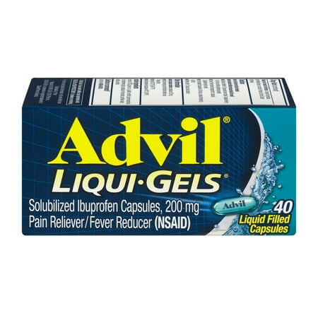 Advil Liqui-Gels (40 Count) Pain Reliever / Fever Reducer Liquid Filled Capsule, 200mg Ibuprofen, Temporary Pain