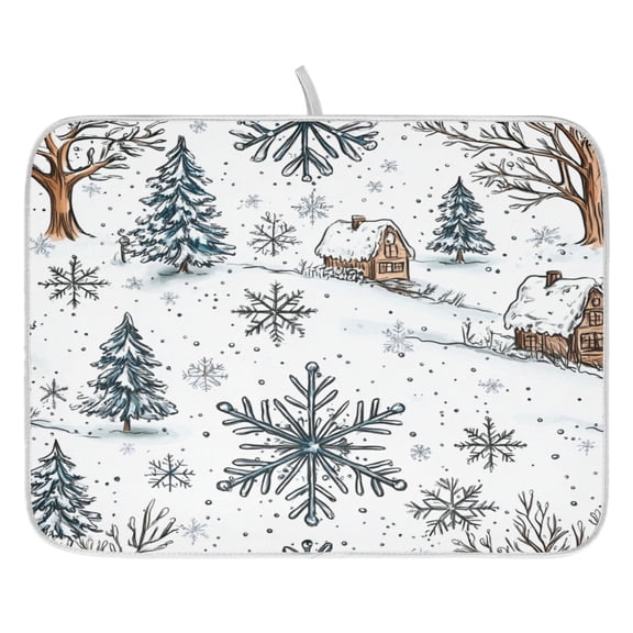 Winter Dish Drying Mat for Kitchen, Quick Drying Absorbent Soft Durable 18 x 24"