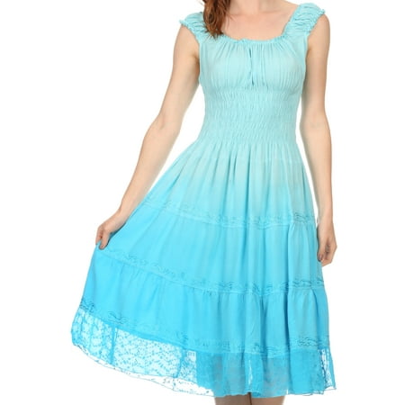Sakkas Spring Maiden Ombre Peasant Dress - Blue - One Size