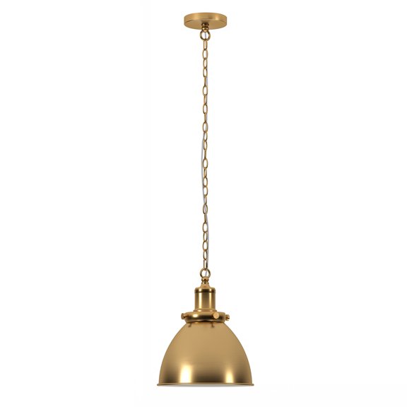 Evelyn&Zoe Industrial 12" Wide Brass Pendant
