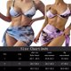 thumbnail image 2 of Greeniant Traje de baño de tres piezas para mujer, conjunto dividido estampado, traje de baño con tirantes, moda de vacaciones en la playa, traje de Deportes acuáticos Azul M Greeniant OD021114-02, 2 of 6