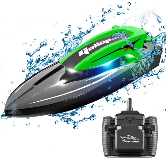 Barco RC de alta velocidad de 2,4 GHz, velocidad máxima de 20 KM/H para niños y niñas (2 baterías verdes) Likrtyny libre de BPA