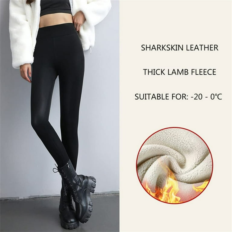 Fleece Lined Leather Leggings Women Short Tights for Women