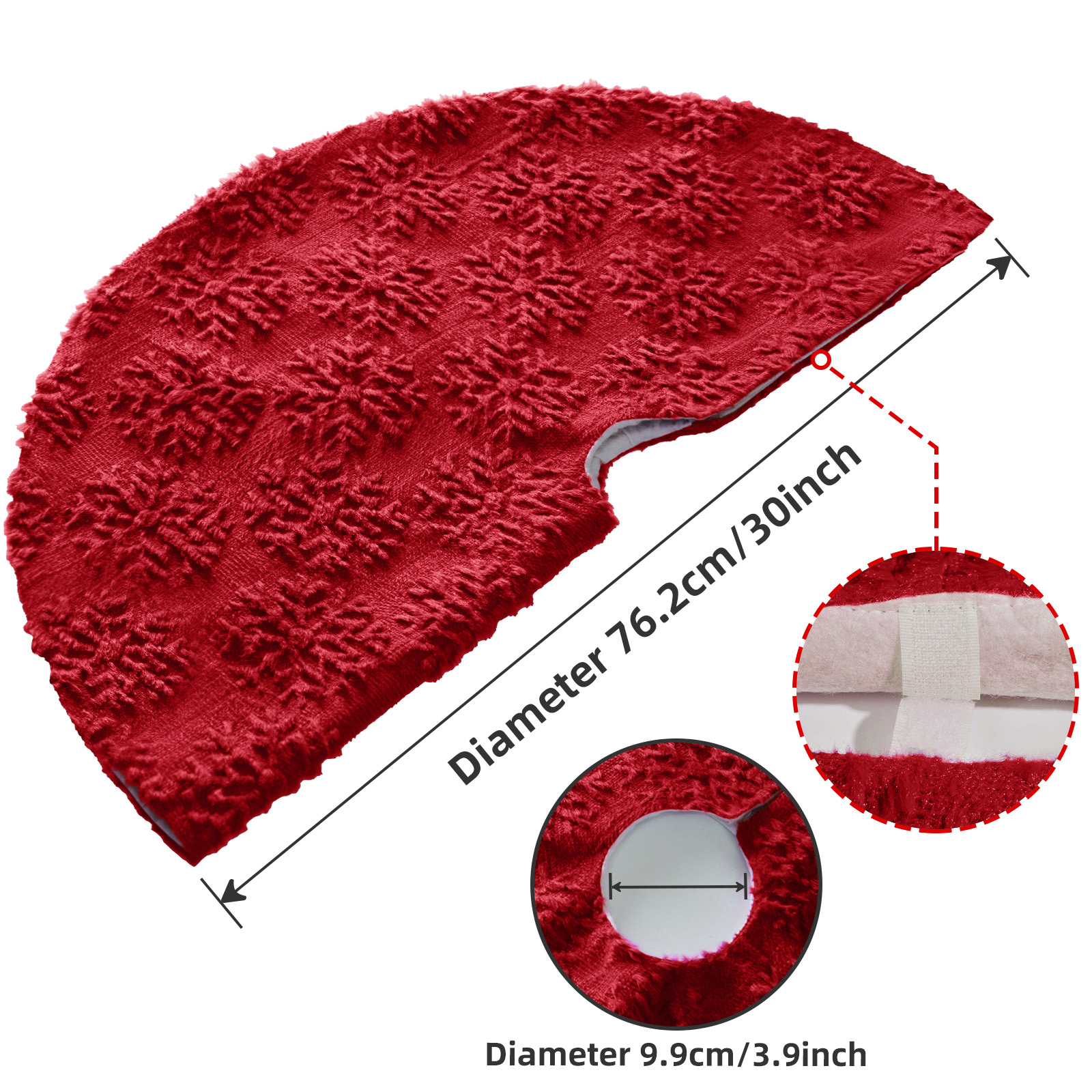 Sanmadrola Red Plush Christmas Tree Skirt, 30 Inch photo 3