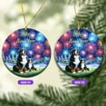 thumbnail image 2 of Happy New Year Bernese Mountain Dog Family Cheer Winter Midnight Firework Ceramic Round Ornament Berner Lover Gifts Home Tree Decor - 02025, 2 of 5