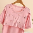 thumbnail image 6 of ibuvkizy Nightgowns for Women Nightdress Cotton Nightgown Sleepwear Short Sleeves Shirt Casual Print Sleepdress Woman Elegant Nightwear Summer and Spring Pink XL, 6 of 9