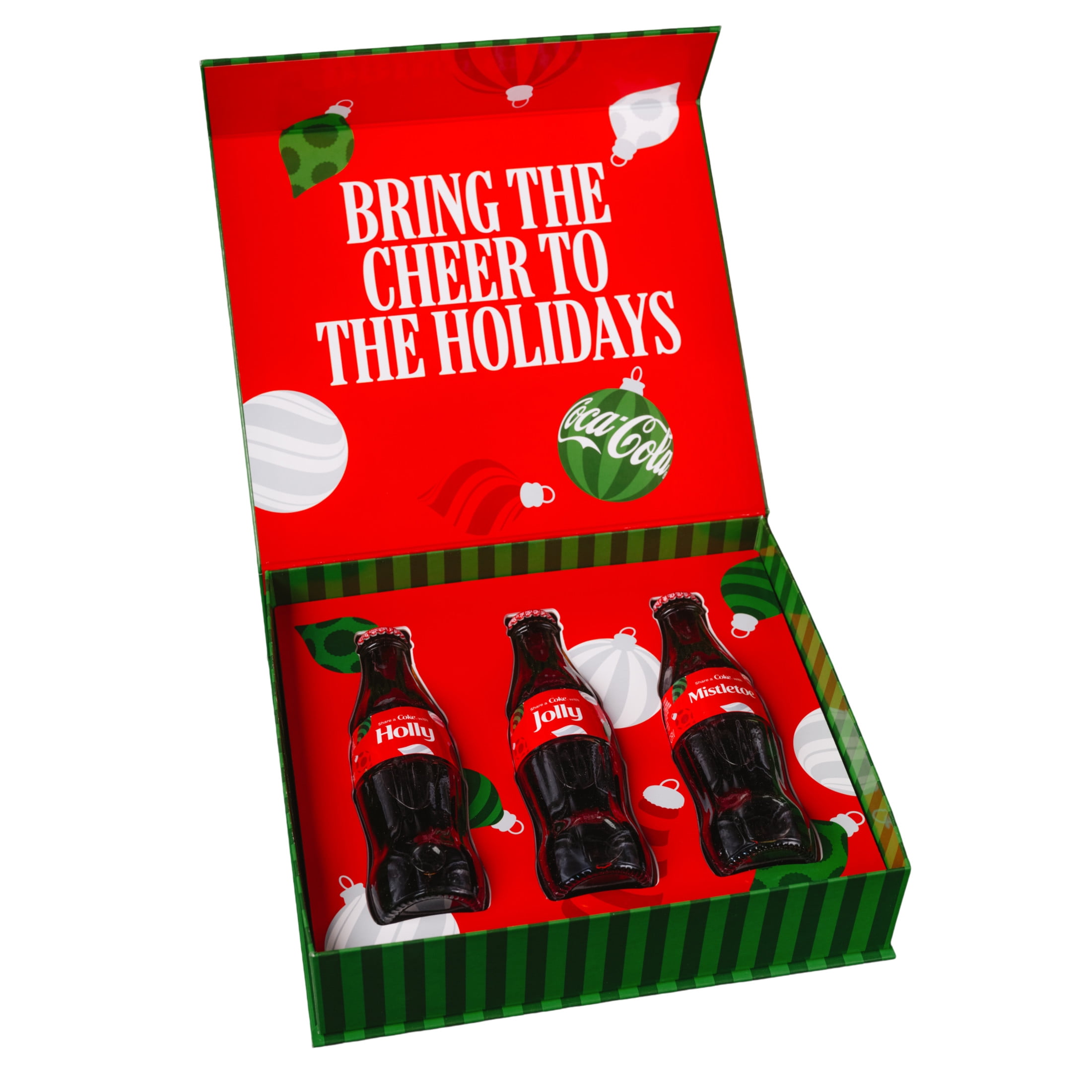 Coca-Cola Holiday Kit Exclusive Glass Bottles, Holly, Jolly, and