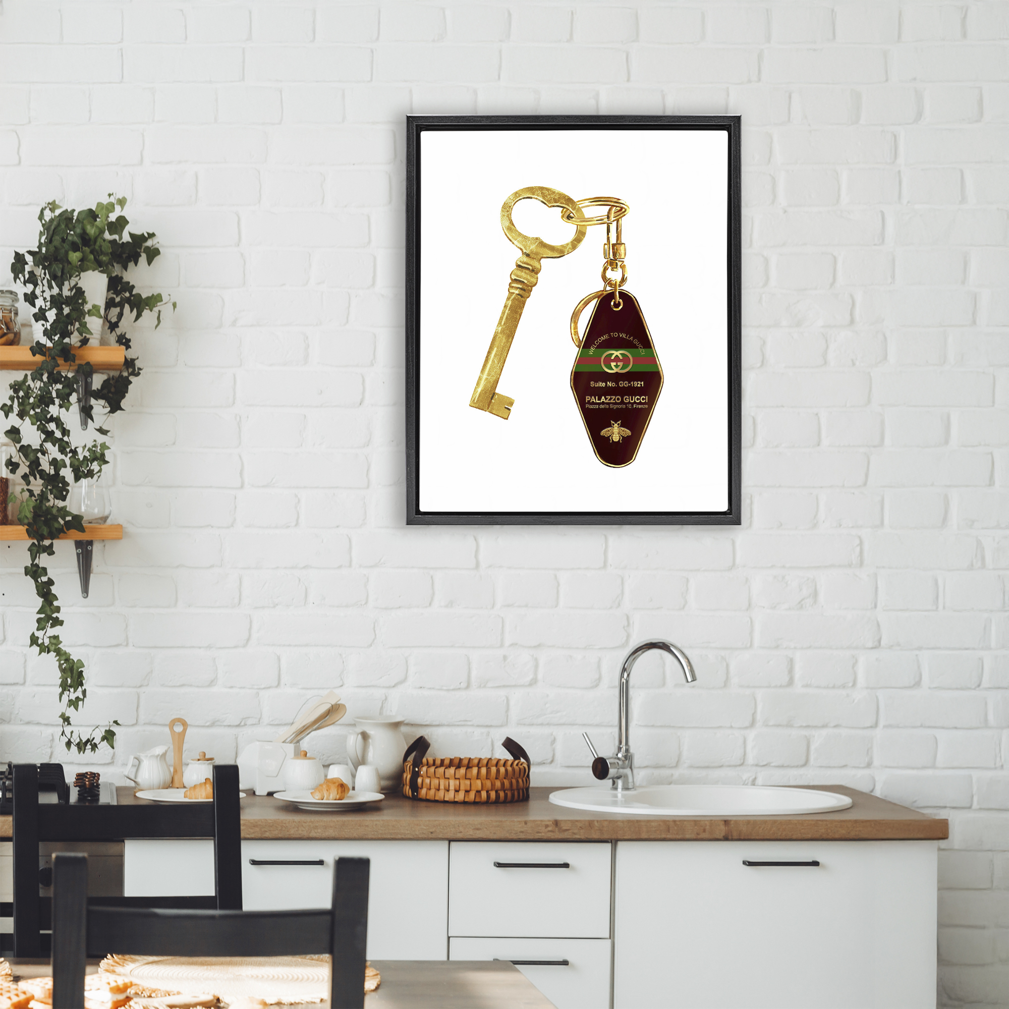 Luxury Hotel Key Black Framed Floater Canvas Wall Art, design by Ziwei Li