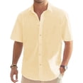 thumbnail image 7 of Men's Turndown Collar Short Sleeve Button Down Shirt Top Casual Solid Color Business Casual Office Work Modern Fashion Essential | AESTIVO,Light Blue 2XL, 7 of 7