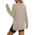 thumbnail image 4 of Chbgutlmr Crew Neck Sweatshirts for Women Long Sleeve Cinch Cuff Split Hem Pullover Casual Loose Workout Tops, 4 of 4