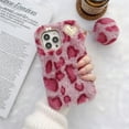 thumbnail image 2 of Allytech Plush Case for iPhone 13 Pro Max 6.7" 2021 Released, Leopard Printed Fashion Luxury Cute Fuzzy Furry Warm Plush Fluffy Fur Soft TPU Back Shock Absorption Case for iPhone 13 Pro Max, Red, 2 of 5