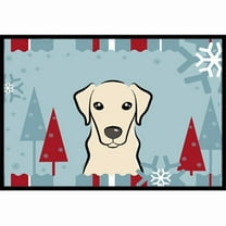 Caroline's Treasures BB1718JMAT Winter Holiday Yellow Labrador Door Mat, Indoor Rug or Outdoor Welcome Mat 24x36 Doormat