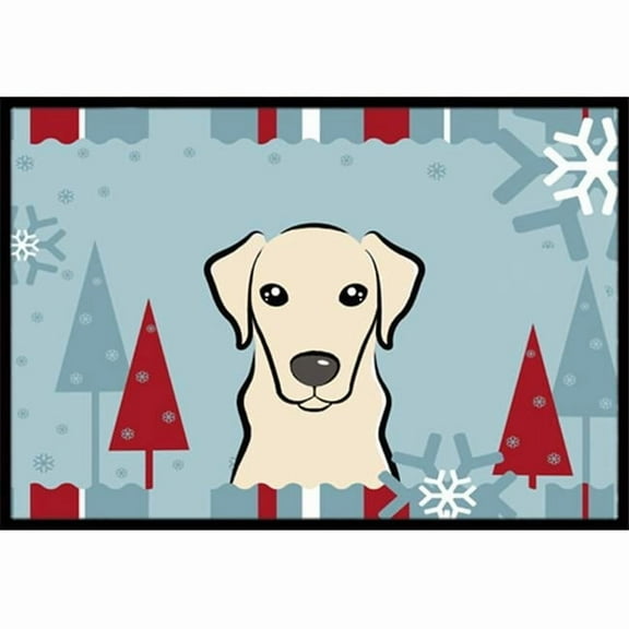 Carolines Treasures BB1718MAT Winter Holiday Yellow Labrador Indoor & Outdoor Mat- 18 x 27 in.