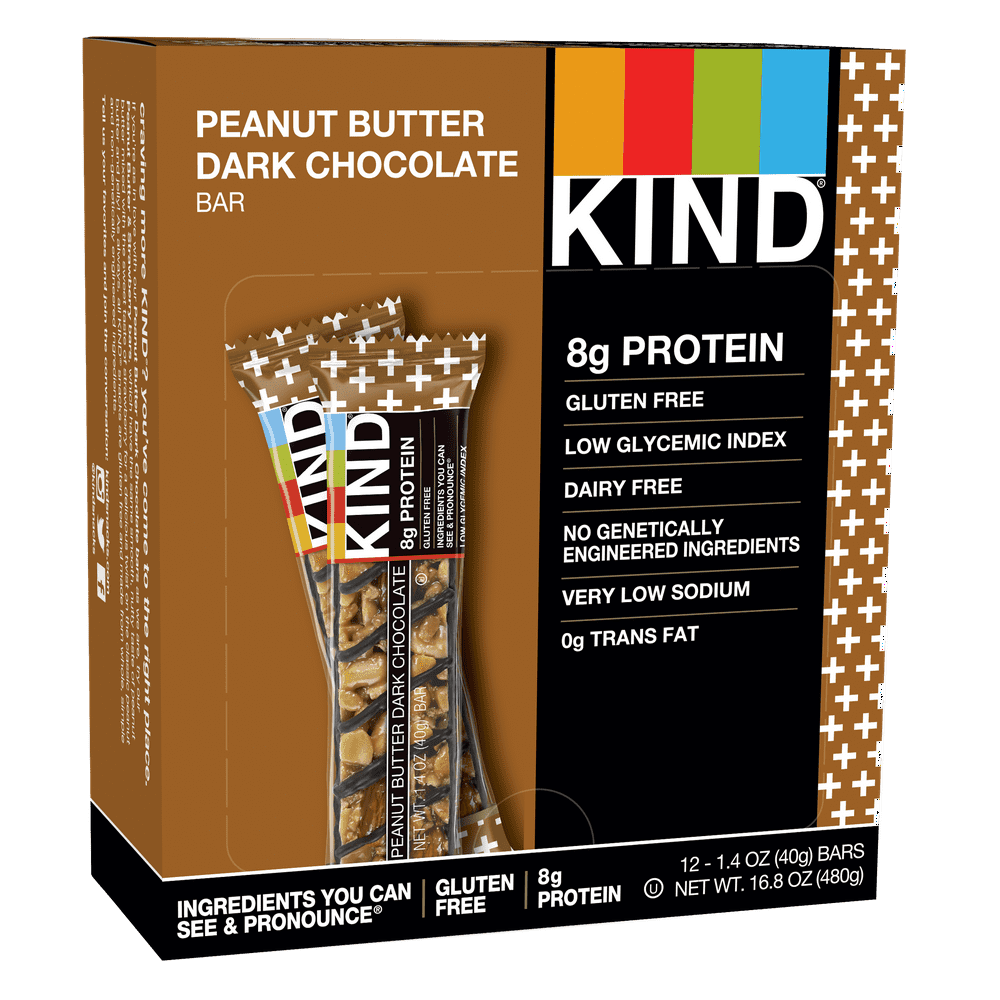 KIND Bars, Peanut Butter Dark Chocolate, Gluten Free, 1.4 Oz, 12 Ct