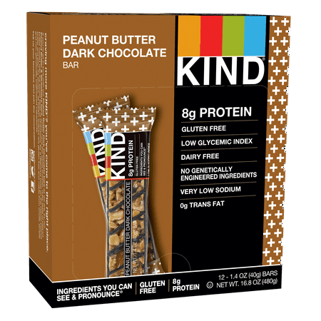 KIND Bars, Peanut Butter Dark Chocolate, Gluten Free, 1.4 Oz, 12