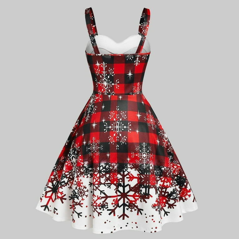 Felirenzacia Women Vintage Christmas Color Snowflake Print Off Shoulder Party Dress Walmart