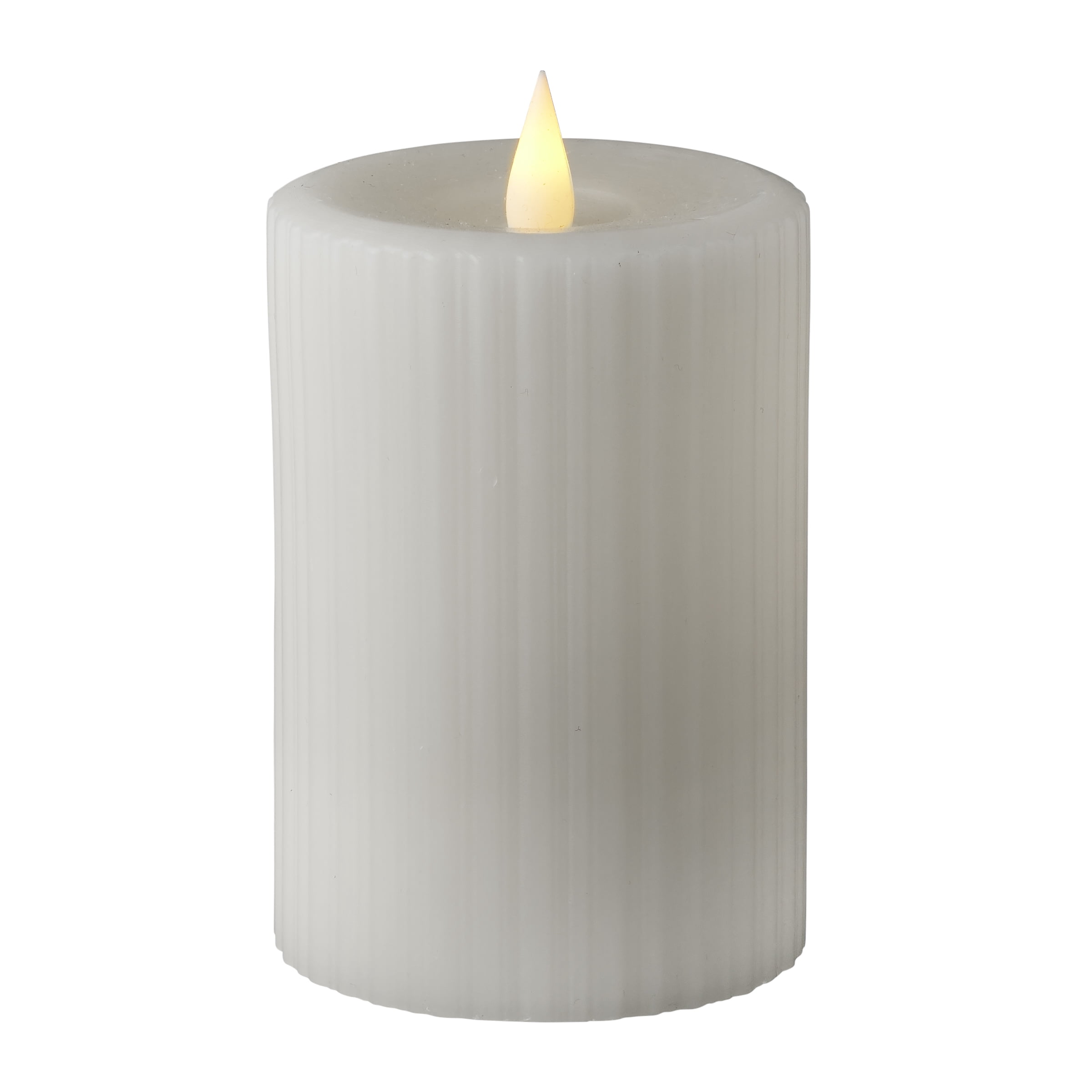 Fine Ribbed Motion Flameless Candle 3x5 White