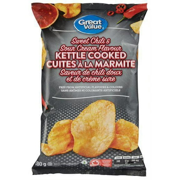 Croustilles cuites à la marmite Great Value à saveur de chili doux et de crème sure