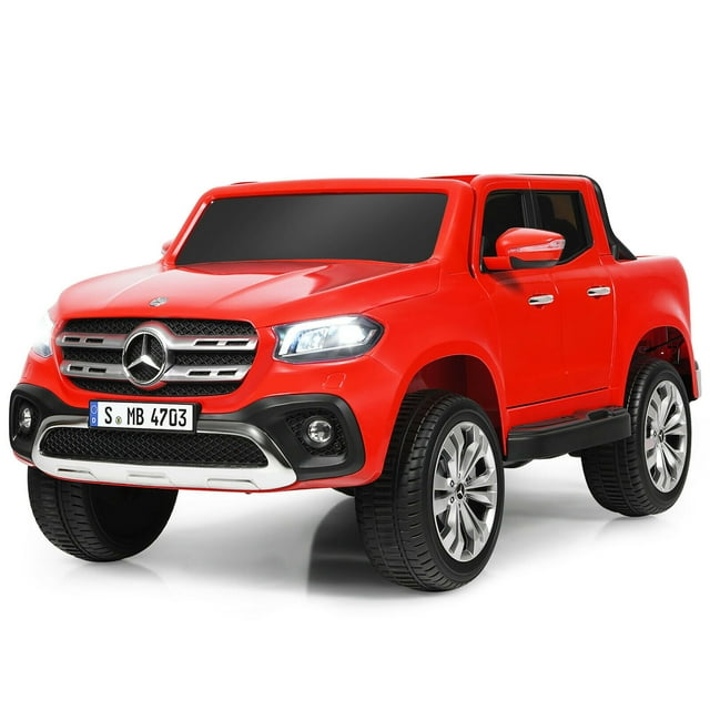 Gymax Voiture Électrique pour Enfants 12 V à 2 Places, sous Licence Mercedes-Benz X-Class, avec Télécommande et Coffre, Rouge