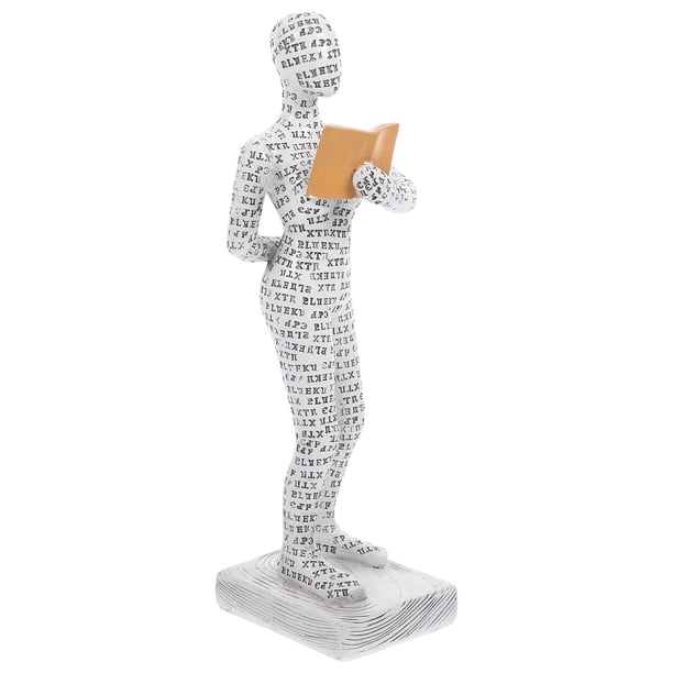 Figura de mujer leyendo en el escritorio, escultura de resina, estatua abstracta, decoración del hogar, decoración de oficina
