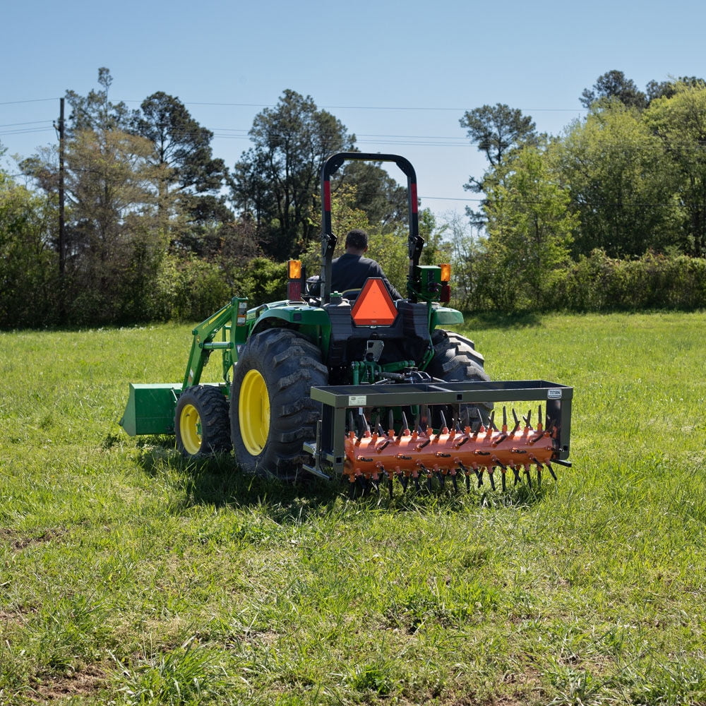 Titan Attachments 3 Point Drum Plug Aerator Tractor Attachment, 68 Coring Plugs