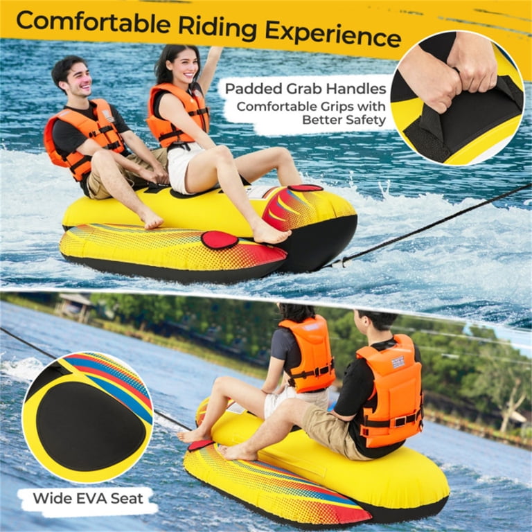 2 Person Yellow Banana Boat with U-shaped Wing Design and Grab