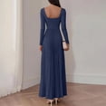 thumbnail image 5 of MYAOYI Womens Long Sleeve A-Line Dress Square Neck Pleated Maxi, 5 of 8