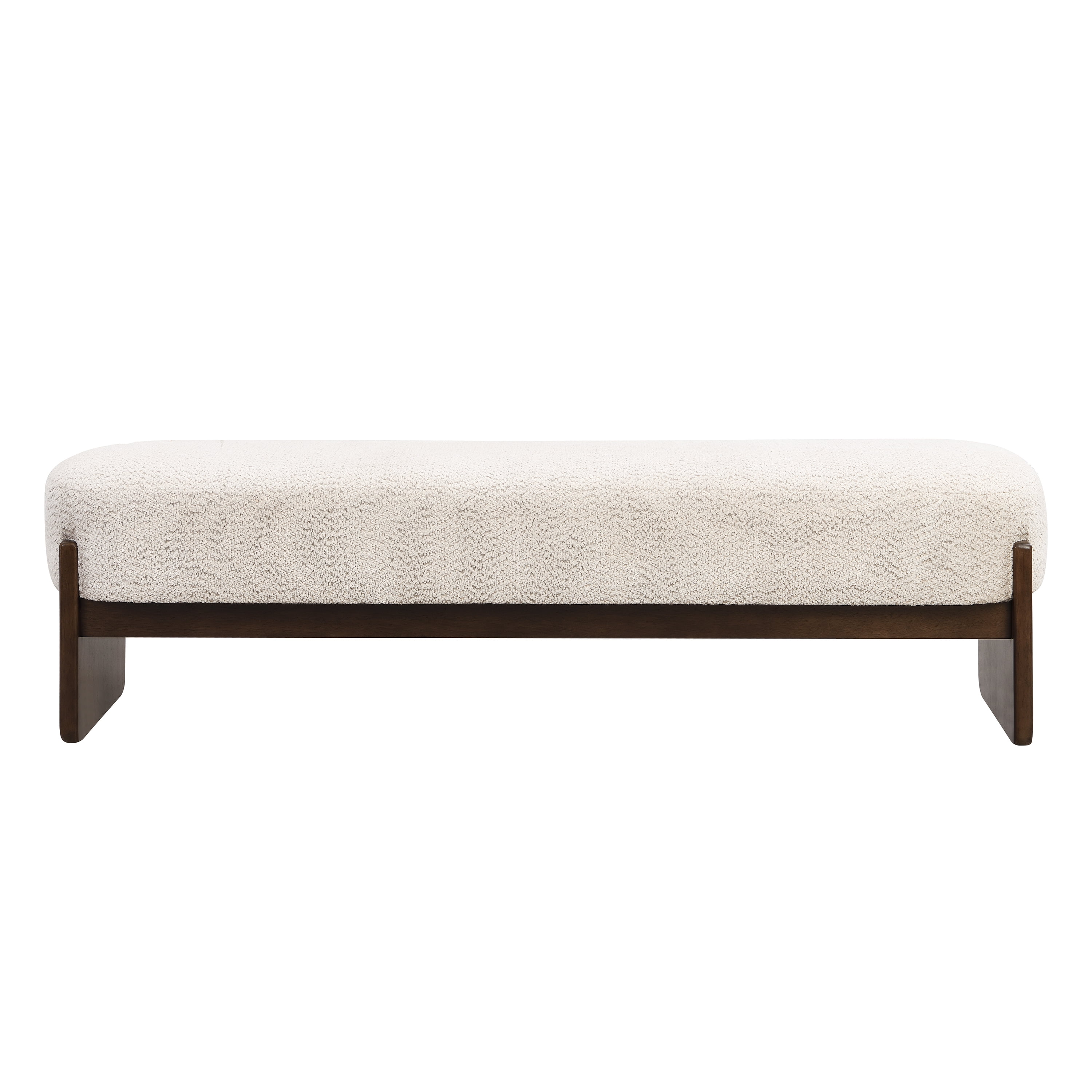 Euroco 64" Rectangular Loop Yarn Fabric Ottoman Bench,Entryway Bench, End of Bed Bench for Living Room, Bedroom,Beige
