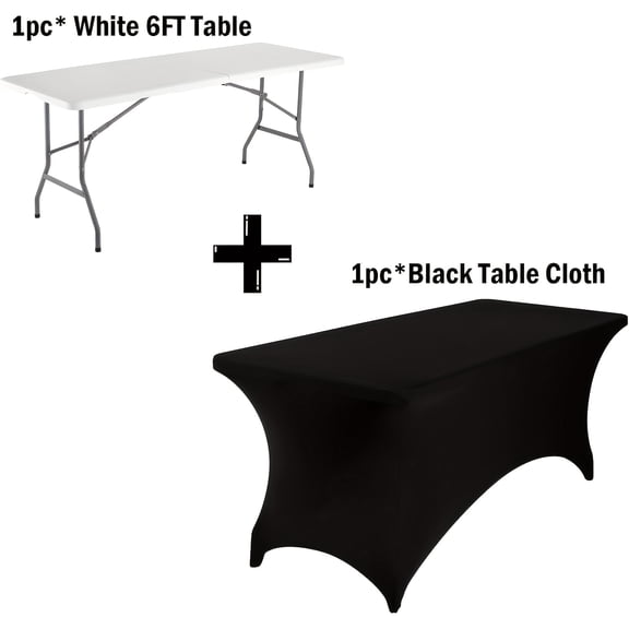 6 ft Folding Table, Lightweight Portable Table for Indoor & Outdoor, Picnic, Camping, Board Game with Carrying Handle, Locks - White