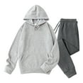 thumbnail image 4 of QIUOMBBP Mens Hooded Sports Tracksuit Sets Unisex Long Sleeve Pullover Hoodies and Sweatpants with Pockets Two Piece Outfits, Gray, XXXL, 4 of 8