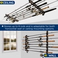 thumbnail image 2 of Rush Creek Creations Fishing Rod Ceiling Horizontal Rack with Fishing Reels, Gear, and Accessories 8 Rod Capacity, 2 of 7