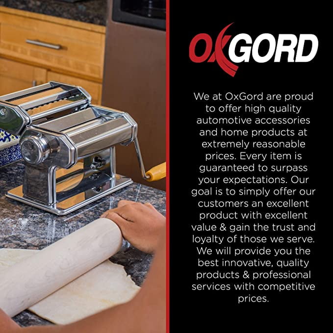 Oxgord Pasta Maker Machine Stainless Steel Adjustable Thickness Roller Hand  Crank Cutter 