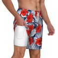 thumbnail image 3 of Goofa Leaves And Flowers Printed Men's Swim Trunks Board Shorts Quick Dry Mens Swimming Trunks with Compression Liner,Breathable Fit Hawaii Beach Shorts-Large, 3 of 9