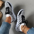 thumbnail image 6 of Womens Sneakers, Sneakers for Women, Womens Tennis Shoes, Women Classic Plus Size Fly Knit Round Toe Casual Flats Lightweight Comfort Walking Footwear Soft Sole Daily Shoes, Black 6, 6 of 6