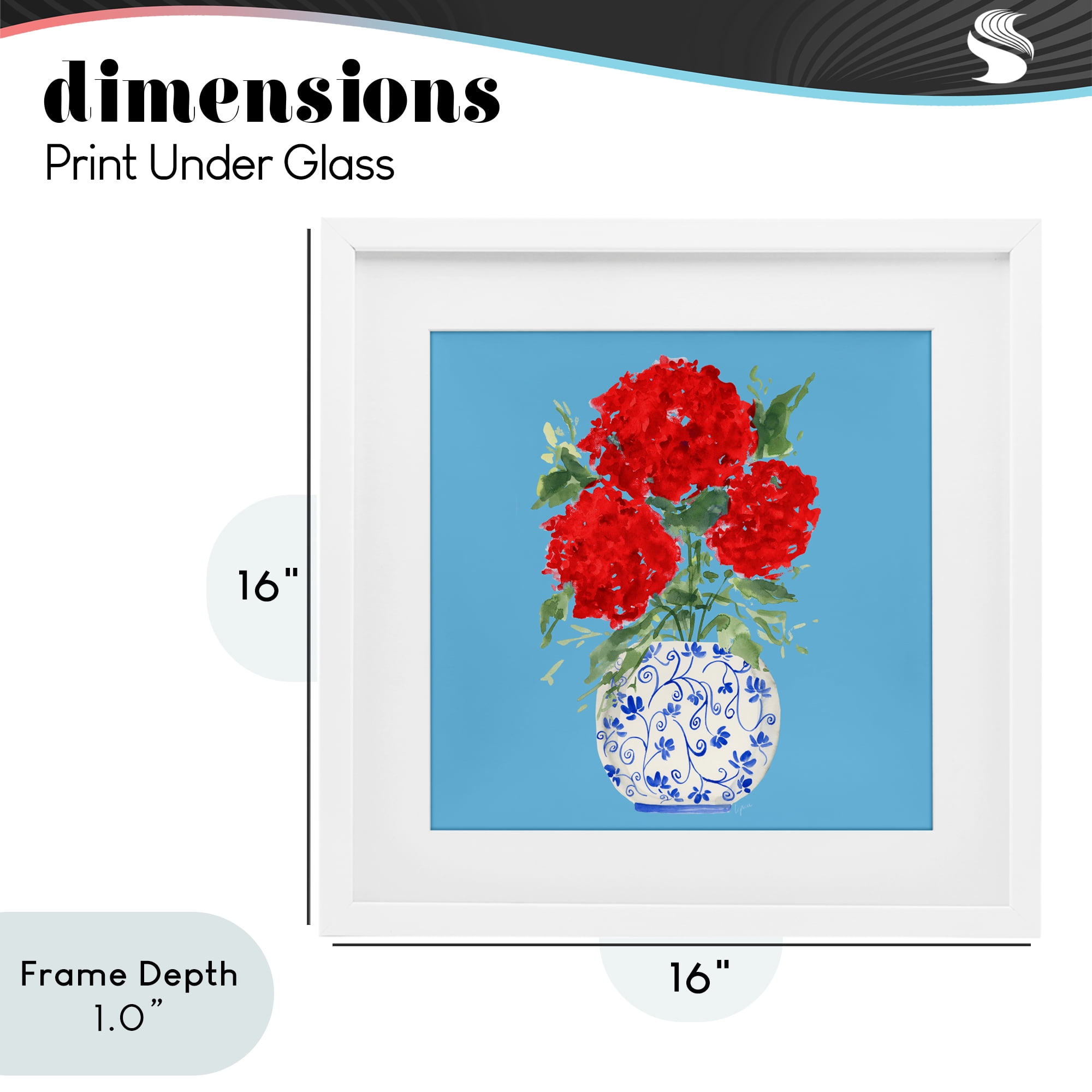 Stupell Industries Bold Red Hydrangea Trio White Framed Print Under Glass, design by Lucille Price