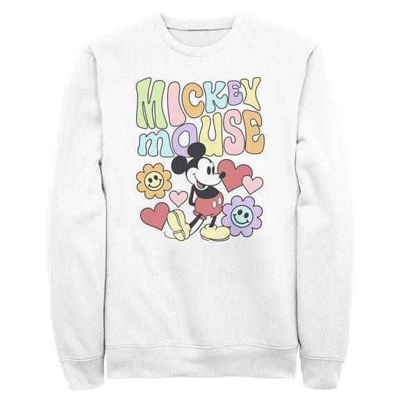 Men's Mickey & Friends Groovy Hearts and Smilies Logo  Sweatshirt